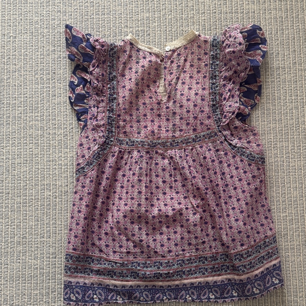 Sea New York Purple Floral Lace Yoke Flutter Sleeve Top — image 4 of 4